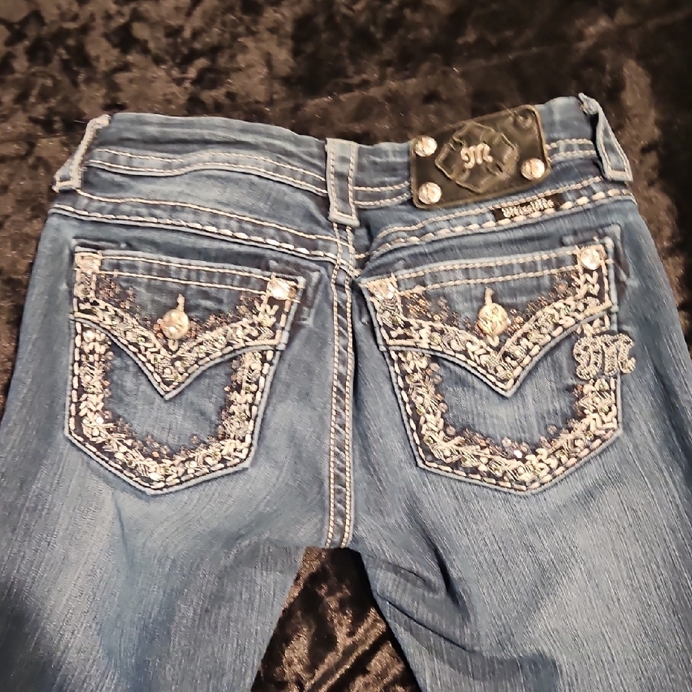 Miss Me Dark Blue Embroidered Jeans